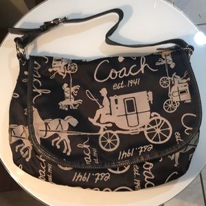 Coach Horse Carriage Jacquard Hobo Handbag